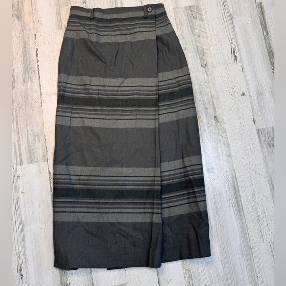 Lauren Ralph Lauren Wool Wrap Striped Skirt Lined Y2K Maxi Size 6 - Picture 1 of 7